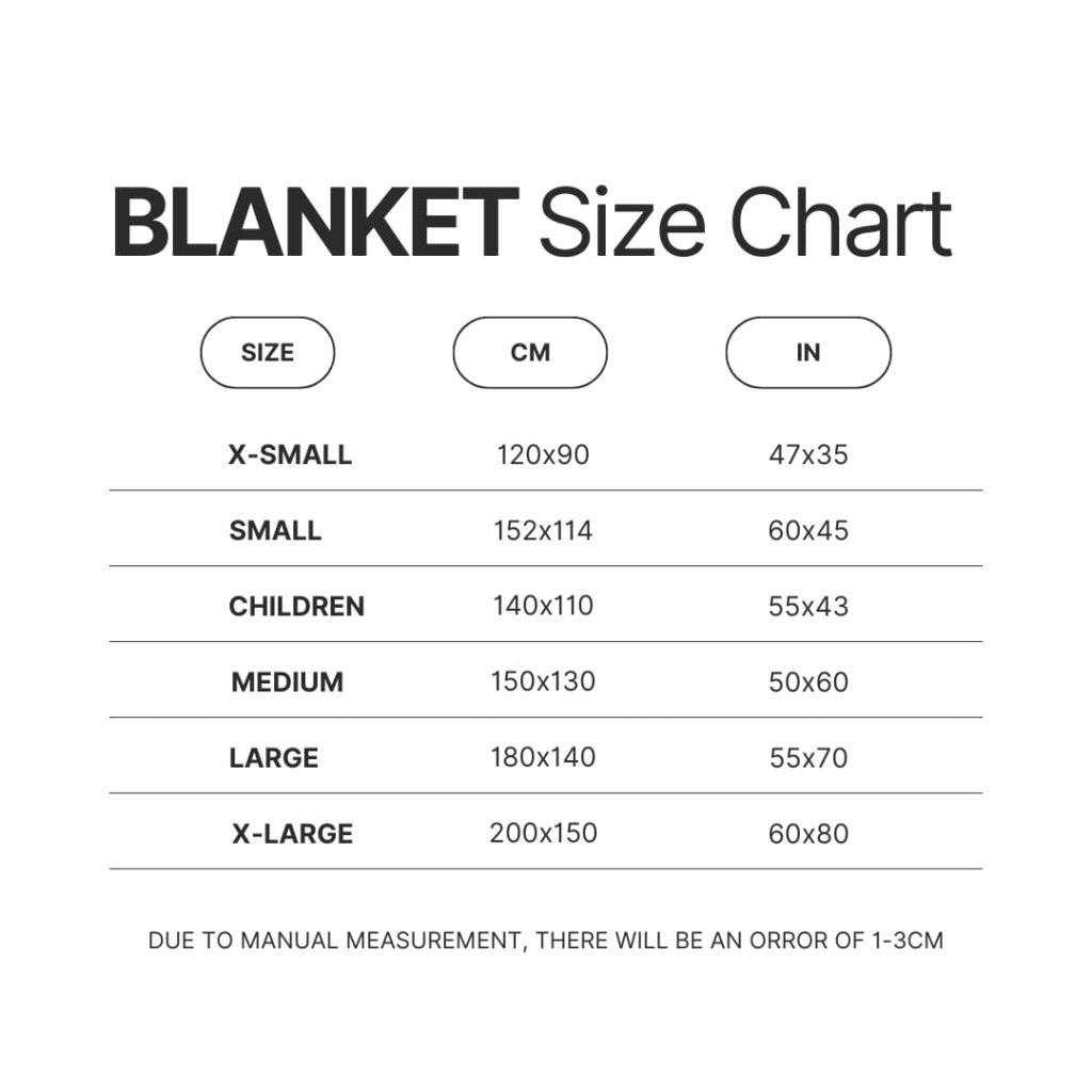 Blanket Size Chart - Darling In The FranXX Shop