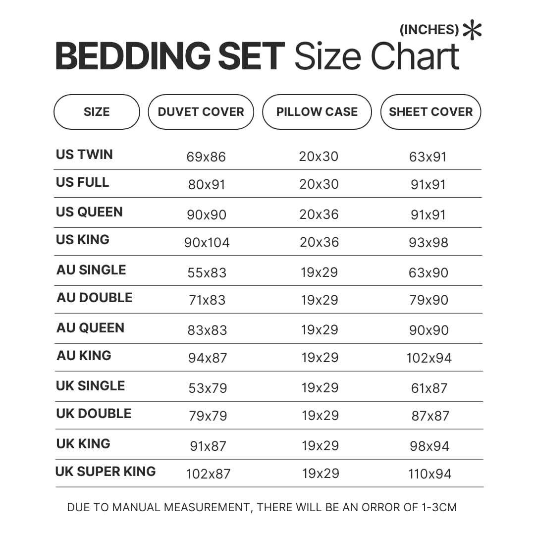 Bedding Set Size Chart 2 - Darling In The FranXX Shop