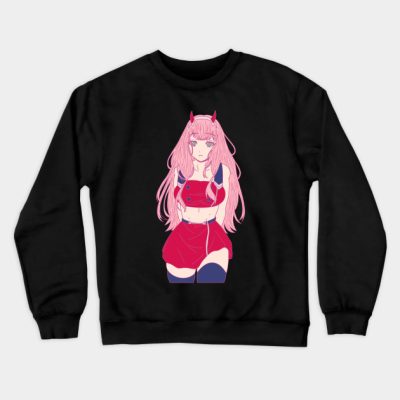 Darling Of The Franxx Zero Two Pink Outline Versio Crewneck Sweatshirt Official Haikyuu Merch