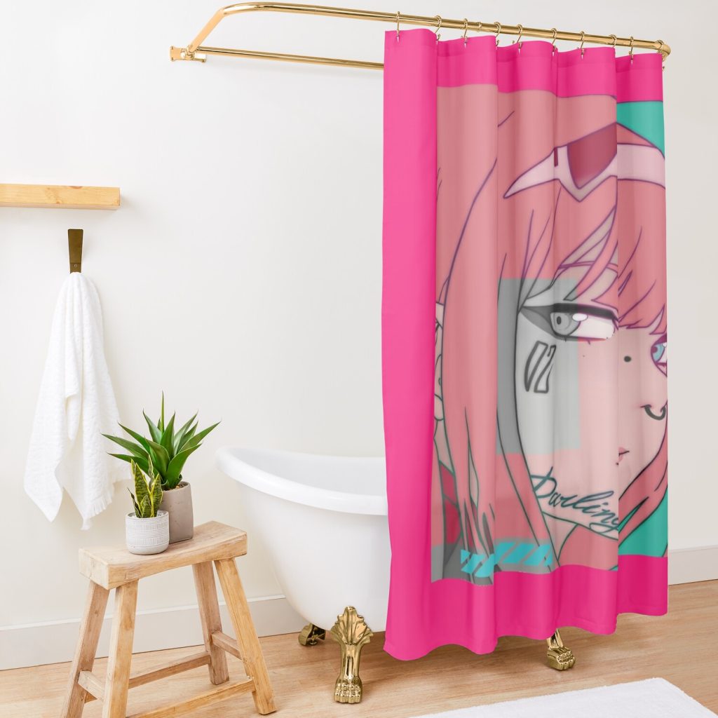 Unisex New 2022 Christmas Darlin In The Franxx Design Illustration Shower Curtain Official Darling In The FranXX Merch