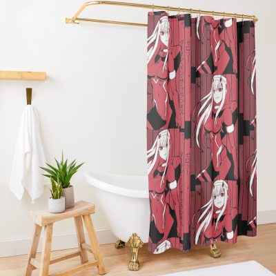 Zero Two Red  Darling In The Franxx Anime T- Tshirt Shower Curtain Official Darling In The FranXX Merch