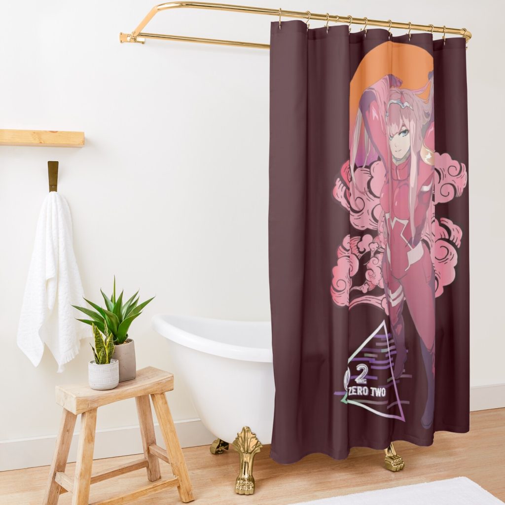 Zero Two Xx - Retro Shower Curtain Official Darling In The FranXX Merch