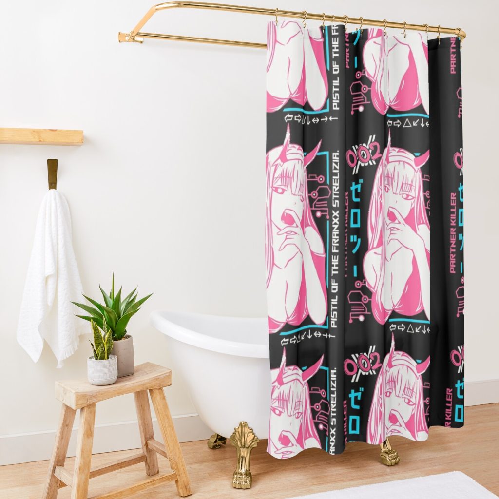 Zero Two Darling Streliziaited - Tshirt Shower Curtain Official Darling In The FranXX Merch