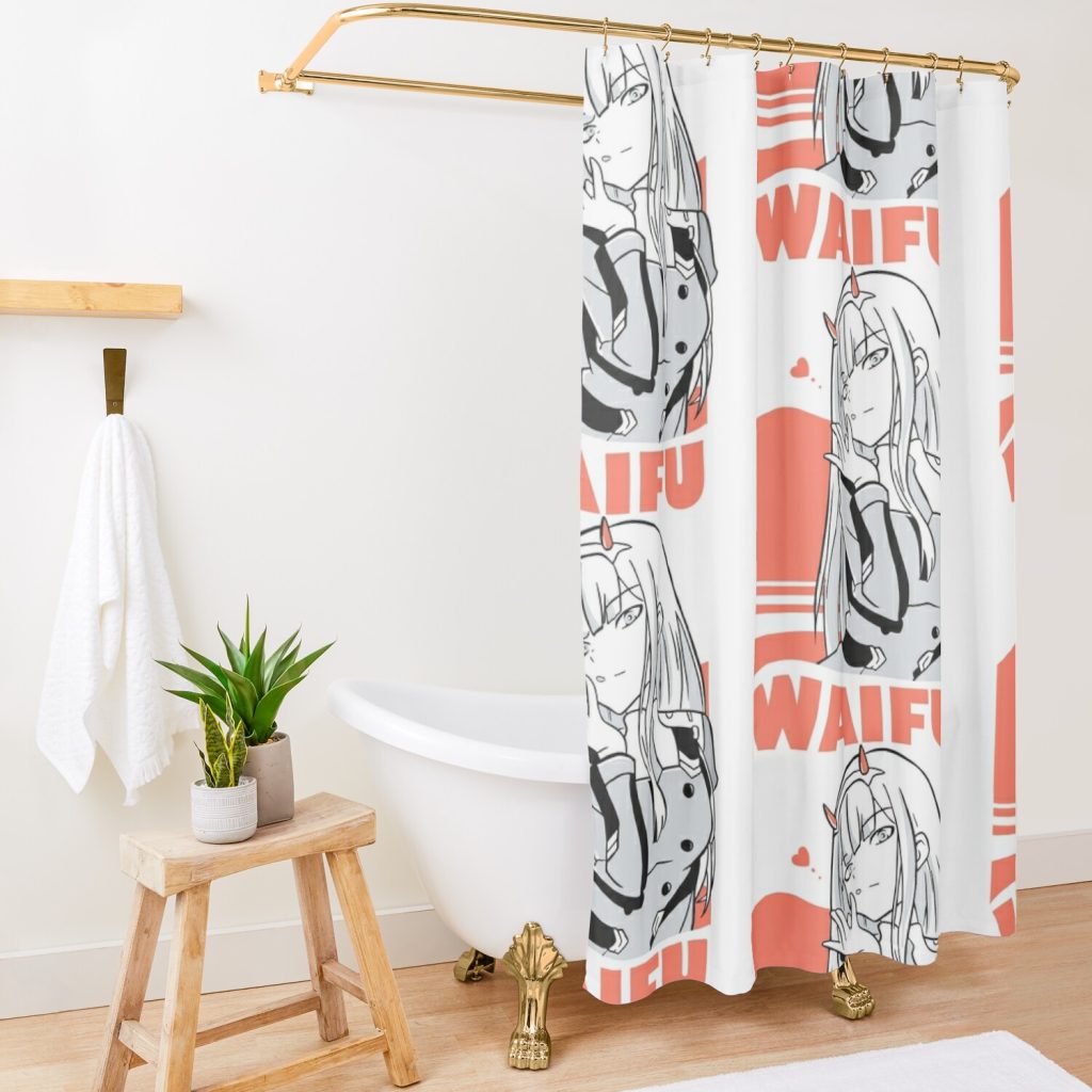 Zero Two Waifu  - Tshirt Shower Curtain Official Darling In The FranXX Merch