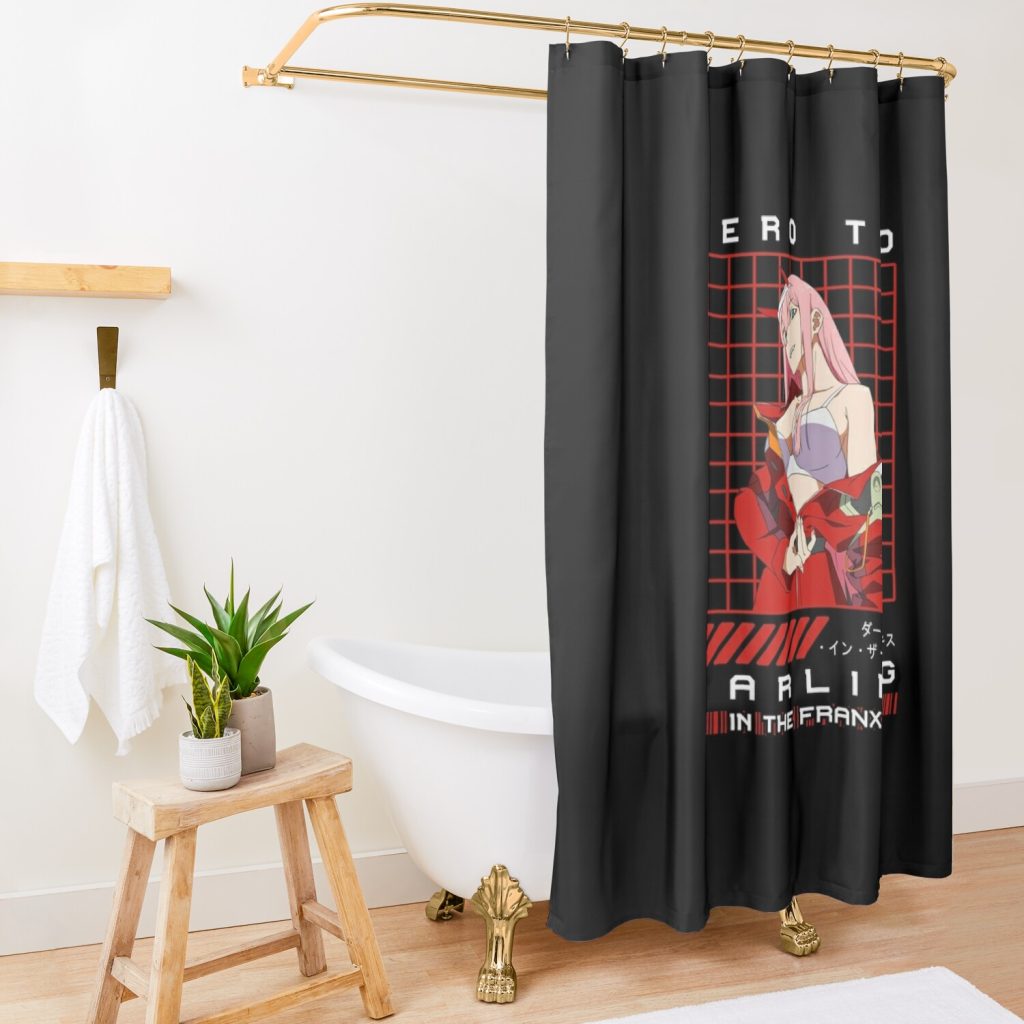 Darling In The Franxx - Zero Two Shower Curtain Official Darling In The FranXX Merch