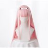 Anime DARLING in the FRANXX 02 Cosplay Wigs Zero Two Wigs 100cm Long Pink Synthetic Hair 2 - Darling In The FranXX Shop