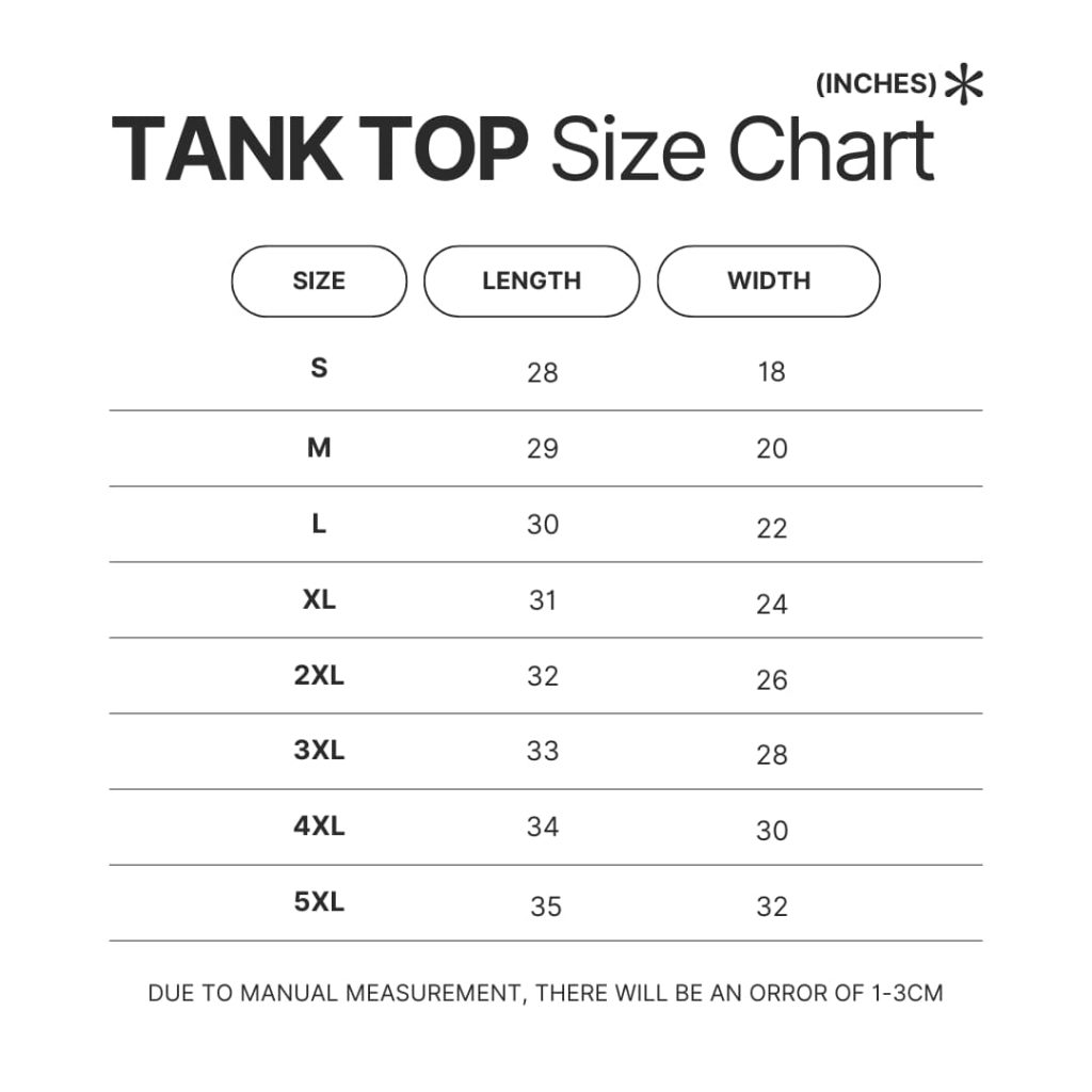 Tank Top Size Chart - Darling In The FranXX Shop