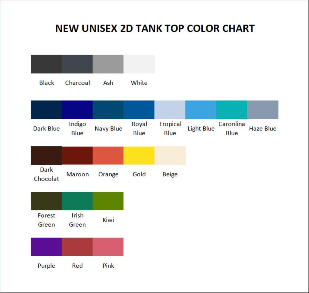 tank top color chart - Darling In The FranXX Shop